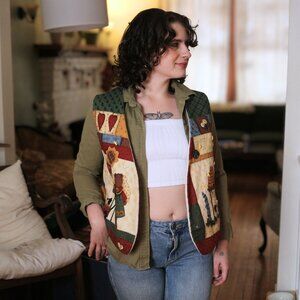 Homemade Fall Vest with Bead Decals Large